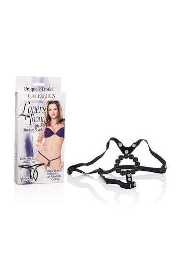 Вибротрусики Lover's Thong с бусинами и съемной вибропулей