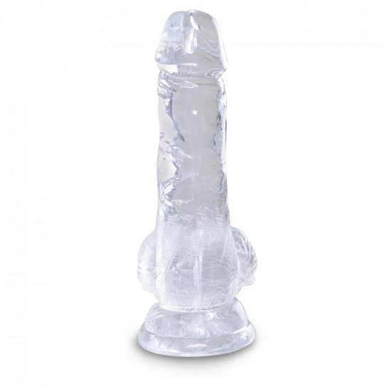 Фаллоимитатор с мошонкой на присоске King Cock Clear 10,8 см