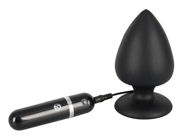Анальная пробка Black Velvets 63 с проводом и USB