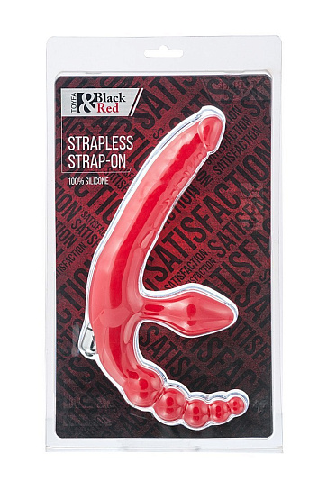 Безремневой страпон TOYFA Black&Red влагостойкий, 15 (7) см, красный