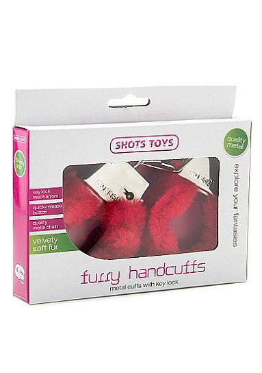 Плюшевые наручники FURRY HANDCUFFS, красные