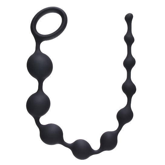 Анальная цепочка Pleasure Chain со звеньями разного диаметра, черная