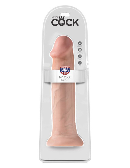 Гигант фаллоимитатор на присоске King Cock 14 Cock Flesh, 32 см, телесный
