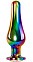 Радужная анальная пробка малая Evolved Rainbow Metal Plug, большая