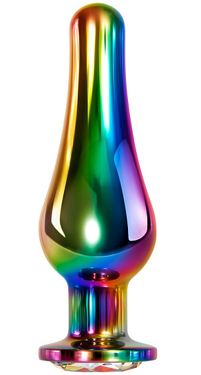 Радужная анальная пробка малая Evolved Rainbow Metal Plug, большая