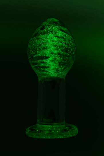 Стеклянная анальная пробка Sexus Glass, светится в темноте, 6.5 см, прозрачная