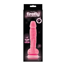 Дилдо светящийся в темноте Firefly Pleasures Dildo Blue, 13 см, нежно розовый