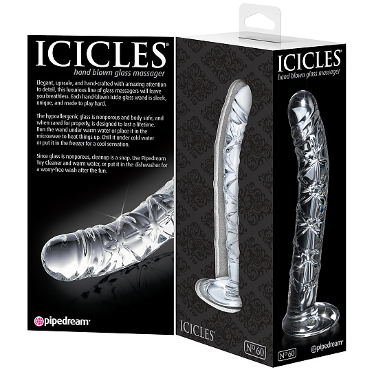Стеклянный стимулятор Icicles No. 60, прозрачный