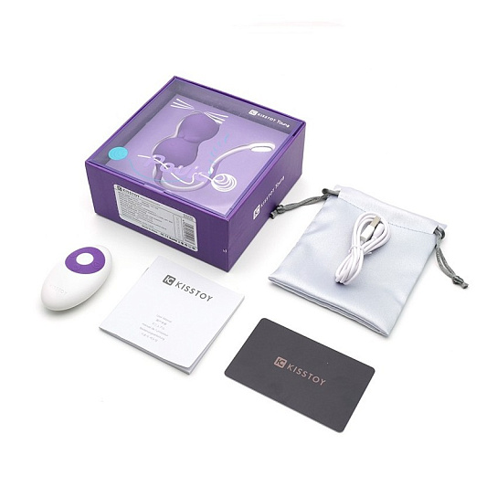 Виброяйцо в виде котика с пультом KisToy Paula, фиолетовый