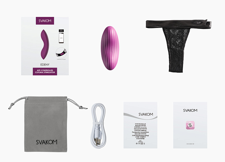 Вибро-вкладка в трусики для клитора Svakom Edeny, управление со смартфона