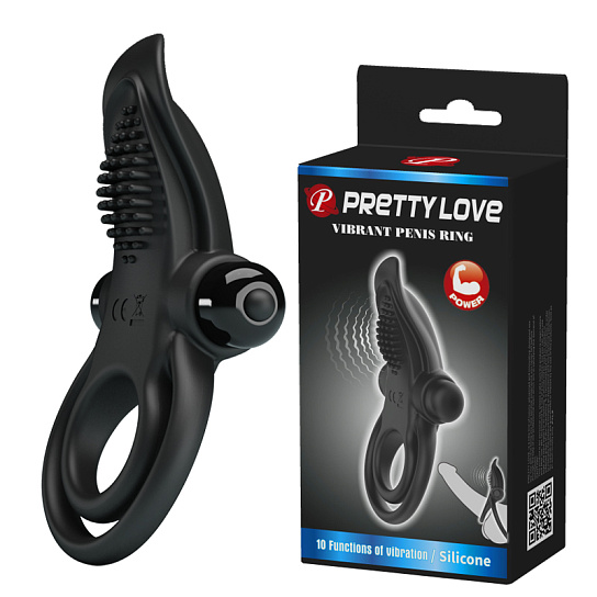Эрекционное виброкольцо с двойным подхватом PrettyLove Vibrant