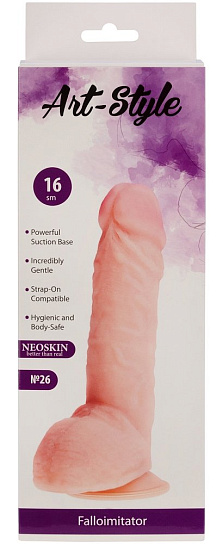 Пенис на присоске Art-Style №26 телесный, 16 см