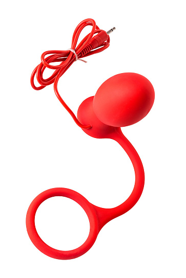 Силиконовая анальная втулка с пультом управления, красная