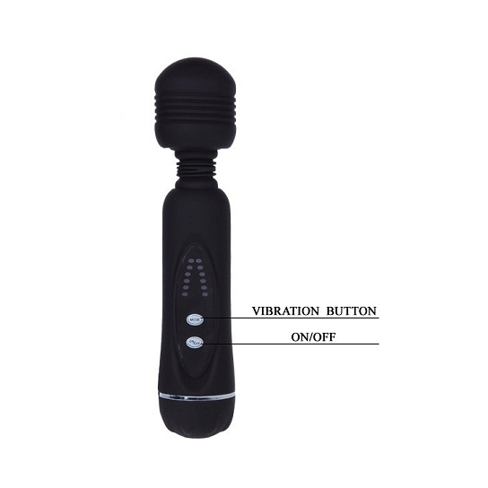 Вибратор Power Wand с дополнительными насадками, черный