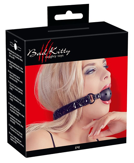 Кляп с отверстиями Ball Gag Bad Kitty Orion, цвет черный