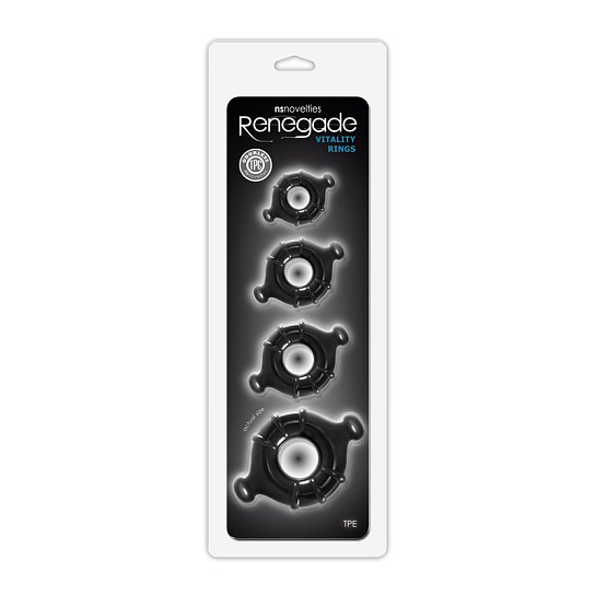 Сет колец с ребрышками Renegade Vitality Rings Black, 4 шт