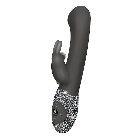 Карманный вибратор-кролик Crystalized 6 режимов, блестящий черный