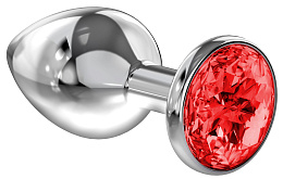 Анальный страз Diamond из гигиеничного металла со стразом, красный