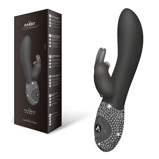 Классический кролик Crystalized 12 режимов, блестящий черный