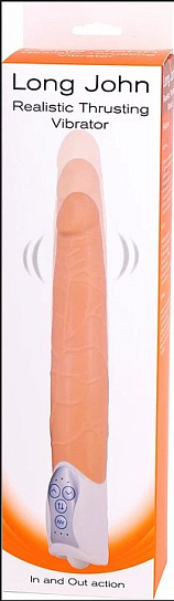 Длинный вибратор-пульсатор Long John, 20 см, телесный