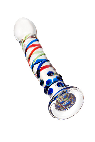 Фаллос GLASS с крупной головкой и уникальным рельефом, 17 см