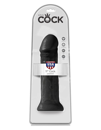 Пенис-гигант на присоске King Cock 11 Cock Black, 23 см