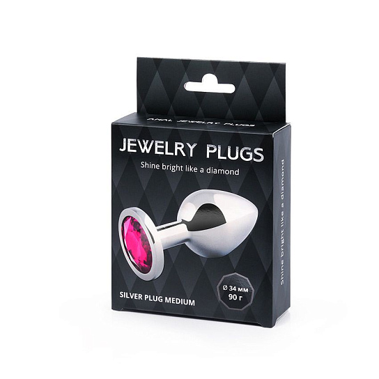 Анальная пробка металлическая Jewelry Plugs, рубиновый кристалл, размер M
