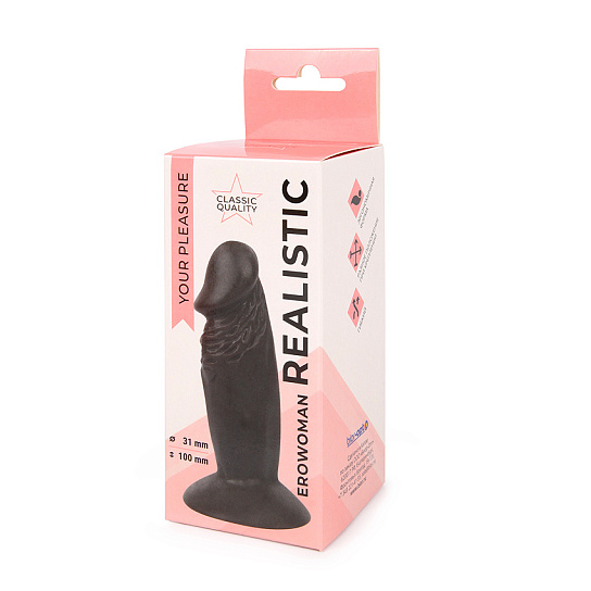 Реалистик фаллоимитатор Erowoman на присоске, 10 см, коричневый