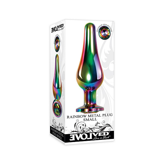 Радужная анальная пробка малая Evolved Rainbow Metal Plug, малая