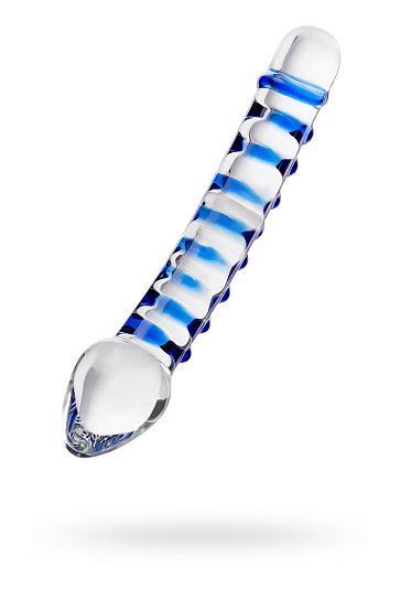 Стеклянный фаллос с двумя головками, 20 см