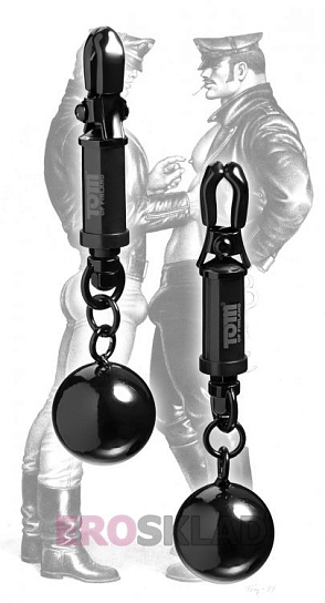 Зажимы на соски с грузиками Tom of Finland, черные
