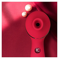 Вакуумно-волновой стимулятор c подогревом и вибрацией KisToy Polly Plus, красный