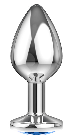 Анальный страз Diamond из гигиеничного металла со стразом, голубой