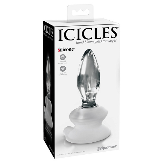 Стеклянная пробка Icicles с силиконовой присоской, прозрачная