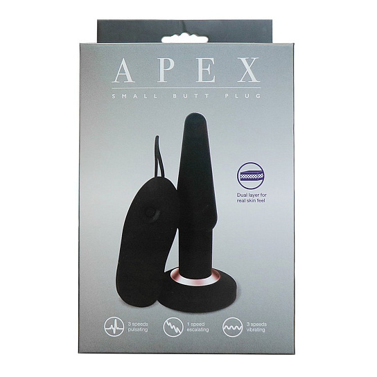 Анальная пробка с вибрацией Apex, черная S