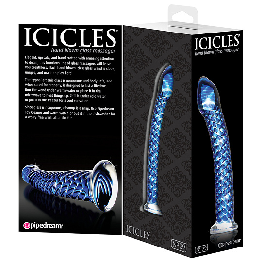 Стеклянный стимулятор Icicles No. 29, синий