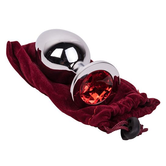 Большой плаг из стали с красным кристаллом