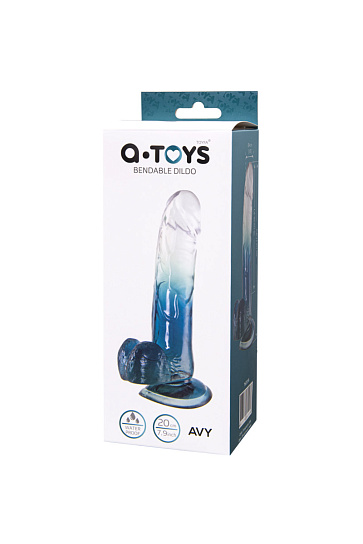 Фаллоимитатор прозрачный с омбре Toyfa A-Toys Avy, синий, 20 см