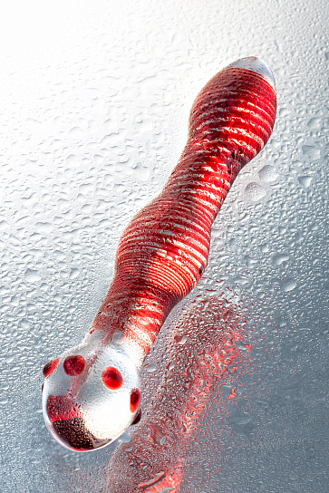 Стеклянный двусторонний фаллос, 19 см