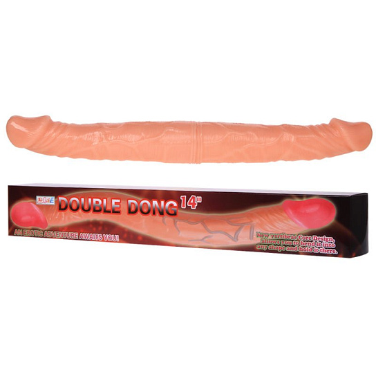 Двухголовый фаллос Double Dong, рельефный с головками, 37 см