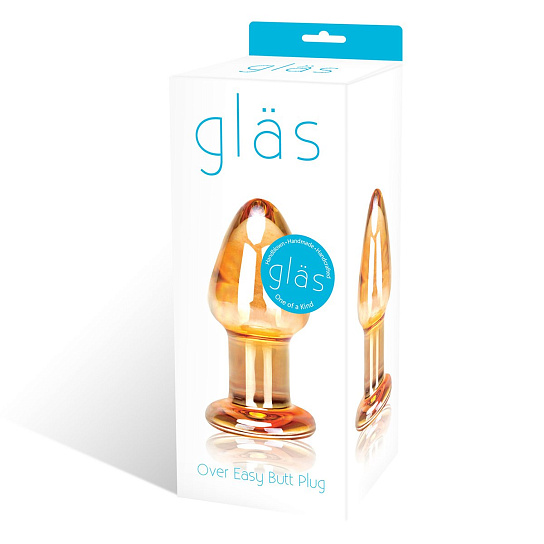 Золотистая анальная втулка из стекла Glas Over Easy