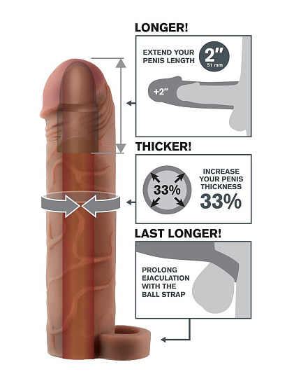 Увеличивающая насадка на член Perfect 2 Extension, коричневая