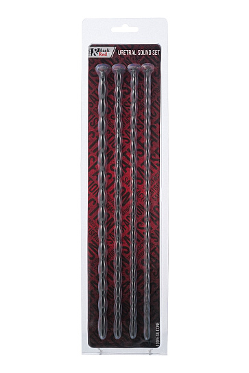 Набор уретральных зондов TOYFA Black&Red, 4 штуки, черный