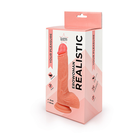 Фаллос реалистик на присоске с мошонкой, 15 см