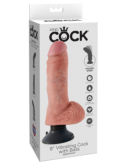 Реалистичный гибкий вибратор-насадка 8 Vibrating Cock 14.5 см, телесный