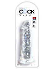 Фаллоимитатор с мошонкой на присоске King Cock Clear 8, прозрачный
