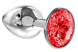 Анальный серебристый страз Diamond Clear Sparkle Small S, красный