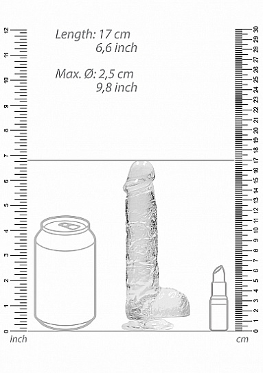 Фаллоимитатор с мошонкой Shots Media RealRock, 15 см, прозрачный