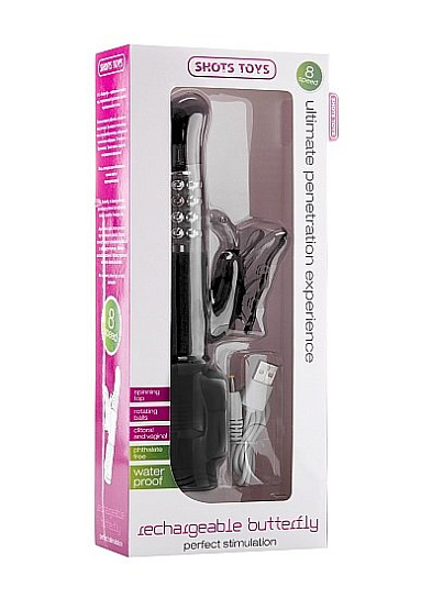 Многоскоростной вибратор с режимами вращения ствола BUTTERFLY, черный