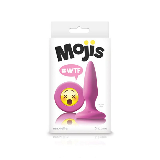 Анальная пробка Moji's Wtf, силиконовая со смайлом, розовая